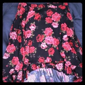 High-low rose skirt